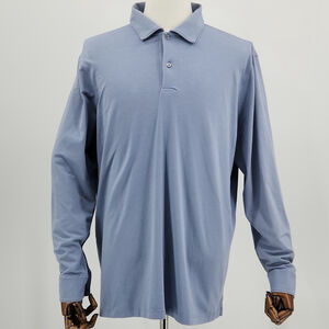 Mack Weldon Light Blue Long Sleeve Polo Shirt